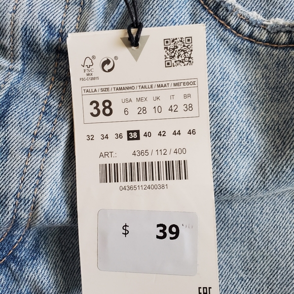 Zara Light Wash High Rise Denim Shorts - Picture 3 of 4